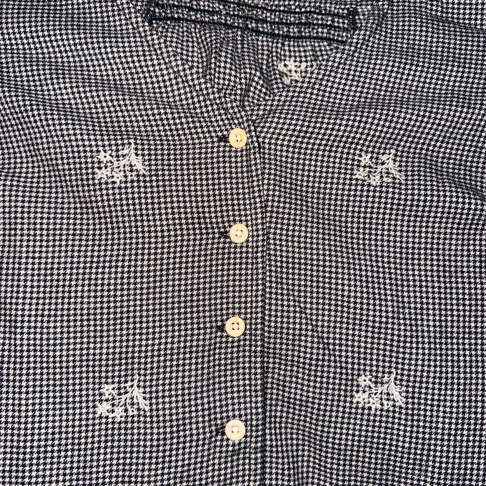 Madewell Black Gingham Floral Blouse S Embroidered Puff Sleeve Cottagecore Top - Picture 7 of 12